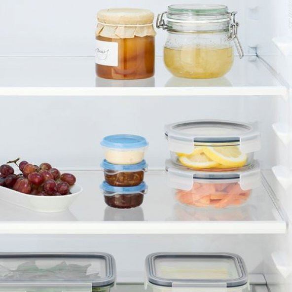 3 Lü Mini Boy Saklama Kapları IKEA Pratik Kullanım Özelliği Mavi Kapak  70 ml 3 Lü - 3