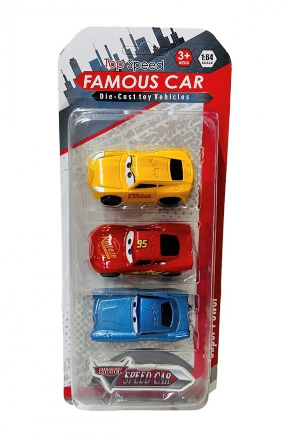 Cars Şimşek Mcqueen 3lü Metal Araba - 4
