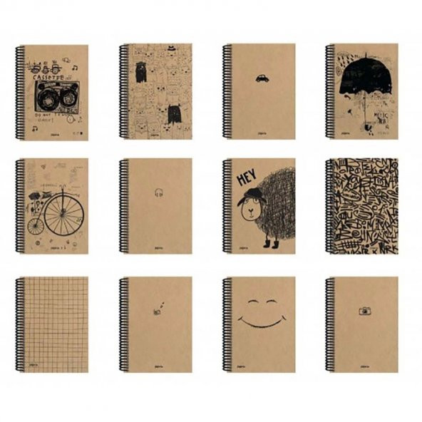KRAFT BLOKNOT SPİRALLİ SERT KAPAK DEFTER 19x27 80 YAPRAK KARELİ