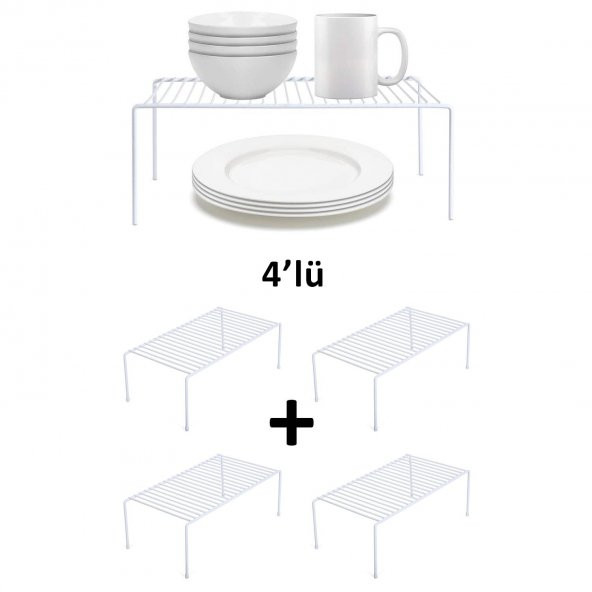 TEL ORGANİZER DOLAP DEPOLAMA RAFI 4LÜ SET 22X40CM BEYAZ - 5