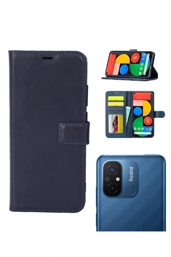 Xiaomi Redmi 12C Uyumlu Kamera Korumalı Cüzdanlı ve Kapaklı Kılıf - 4
