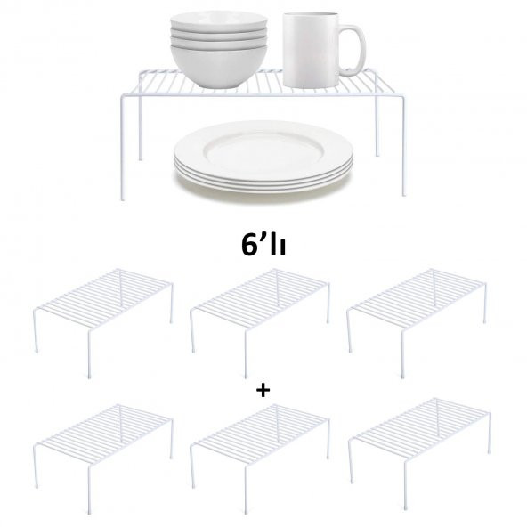 TEL ORGANİZER DOLAP DEPOLAMA RAFI 6LI SET 22X40CM BEYAZ - 5