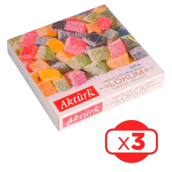 Aktürk Lokum Hindistan Cevizli Meyveli 300 gr x 3 Adet