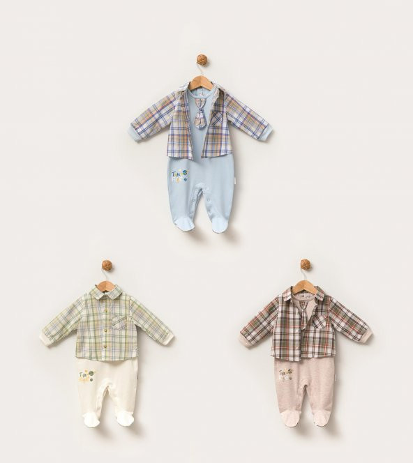 Kravatlı Bayramlık Erkek Bebek Gömlek Tulum 13887 - 2