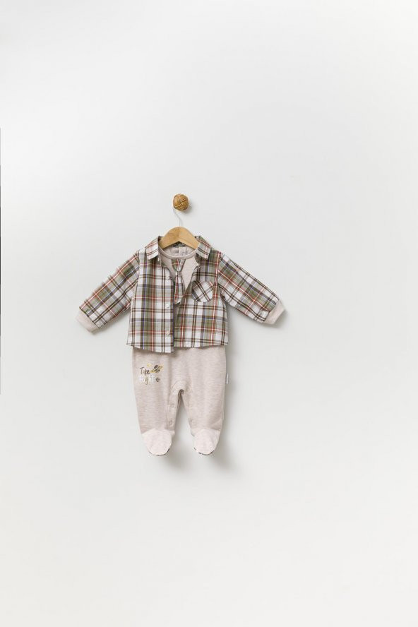 Kravatlı Bayramlık Erkek Bebek Gömlek Tulum 13887