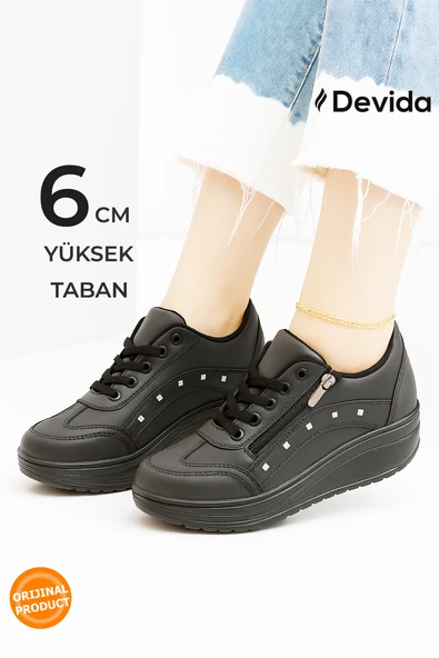 Kadın Beyaz Spor Ayakkabı 6 Cm Yüksek Rahat Taban Sneaker X300 Vega Serisi