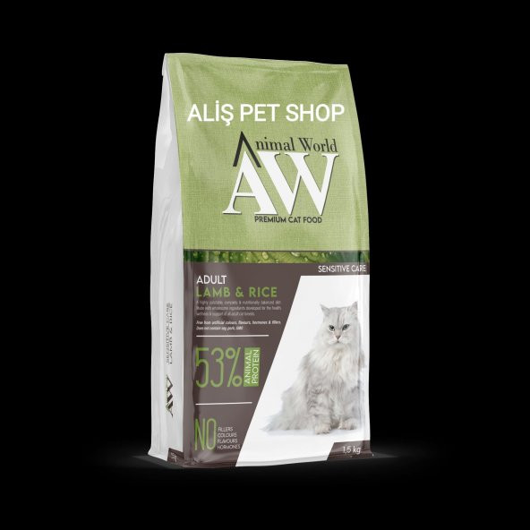 Animal World 1,5 kg Kedi Sensitive Lamb & Rice