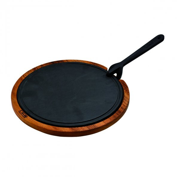 Lava Döküm Ahşap ve Döküm Demir Hot Plate Servis Tahtası. Çap(Ø)26cm.