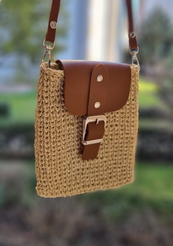 Zuviel Deco Hasır Mini Bag, Cep Telefonu Çantası