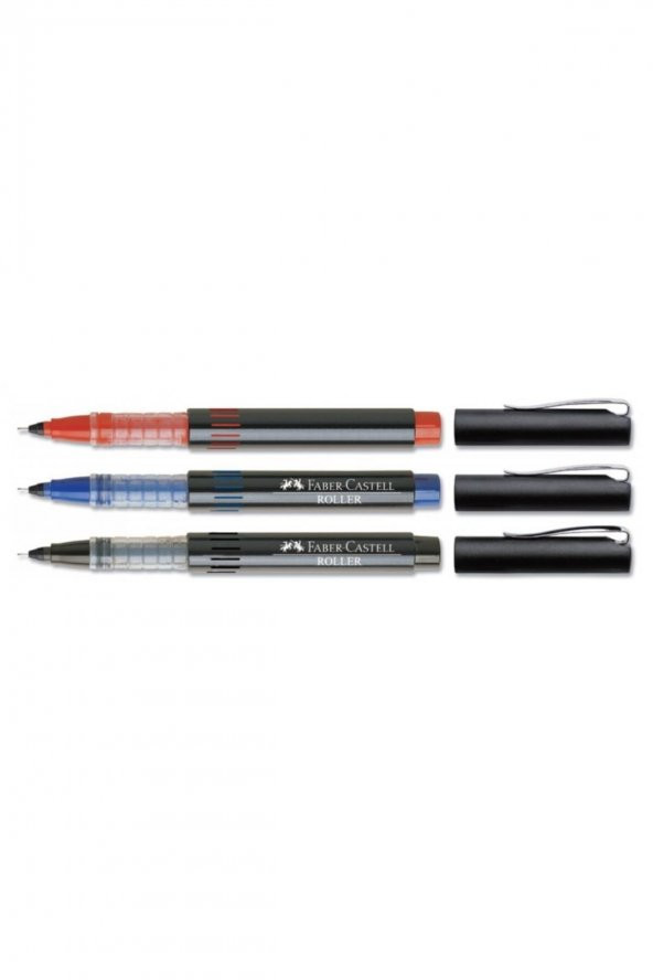 Faber-castell Iğne Uçlu Roller Kalem 0,5 Mavi Siyah Kırmızı 3 Adet