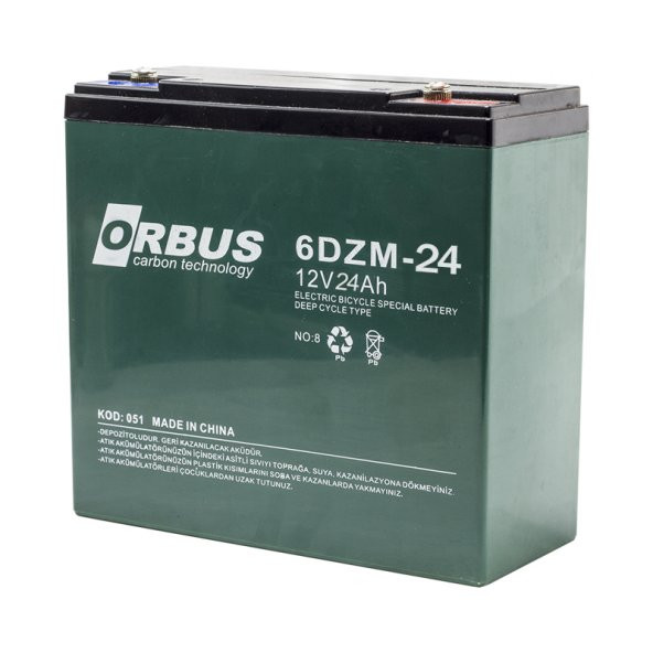 Orbus 6DZM-24 12V 24A Orbus/Kıjo 180x76x167 mm Elektrikli Bisiklet Aküsü