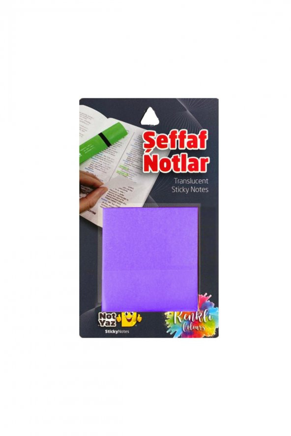 Şeffaf Mor Yapışkanlı Not Kağıdı 75x75mm 50 Yaprak