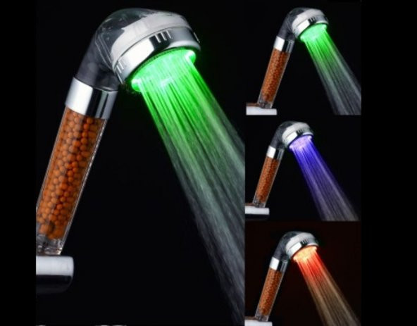 Renk Değiştiren Led Işıklı Duş Başlığı Seti- Hortum Askı Seti (Pilsiz- Elektriksiz) - 5