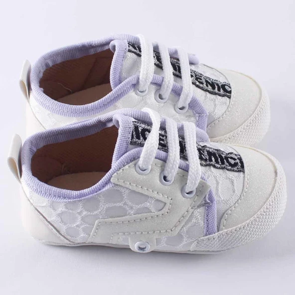 Kız Bebek Lila Simli Bağcıklı Ayakkabı - 3