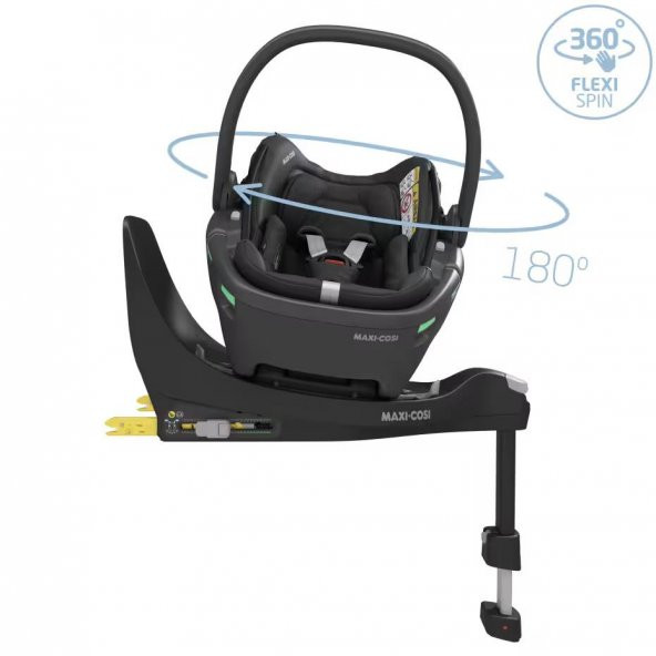 Maxi-Cosi Coral 360 Dönebilir Yatabilir İsofix Bazalı 2si Bir Arada Ana Kucağı ve Oto Koltuğu Essential Black