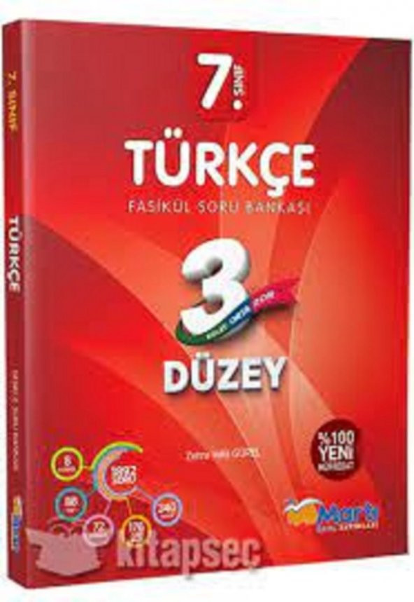 7. Sınıf Türkçe 3 Düzey Fasikül Soru Bankası Martı Okul Yayınları