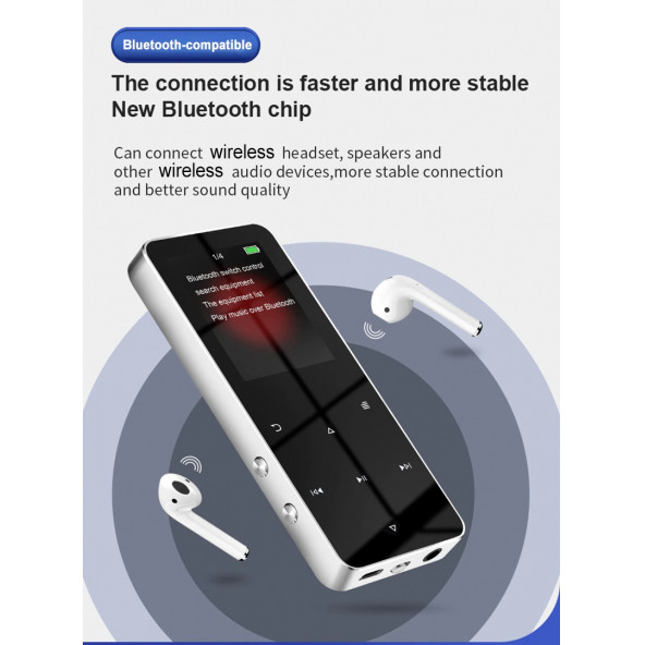 Bluetooth Lu Mp3-mp4 Çalar Ses Kayıt Fm Radyolu Şarjlı Mp4 Player Dahili Hoparlör 8GB Hafızalı - 2