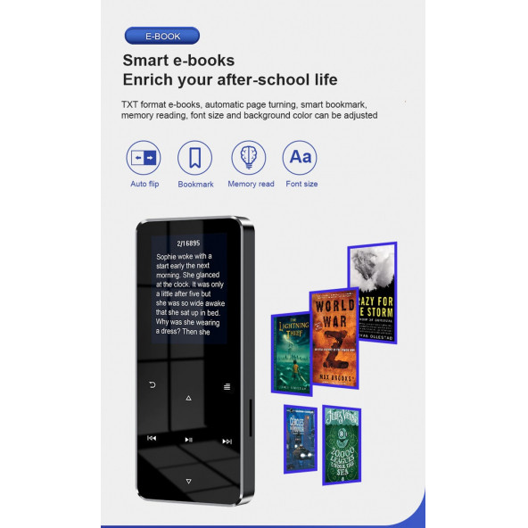 Bluetooth Lu Mp3-mp4 Çalar Ses Kayıt Fm Radyolu Şarjlı Mp4 Player Dahili Hoparlör 8GB Hafızalı - 3