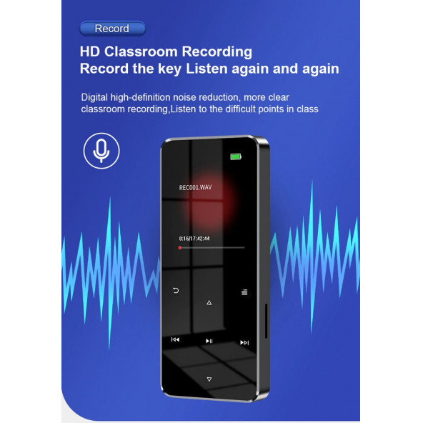 Bluetooth Lu Mp3-mp4 Çalar Ses Kayıt Fm Radyolu Şarjlı Mp4 Player Dahili Hoparlör 8GB Hafızalı - 5