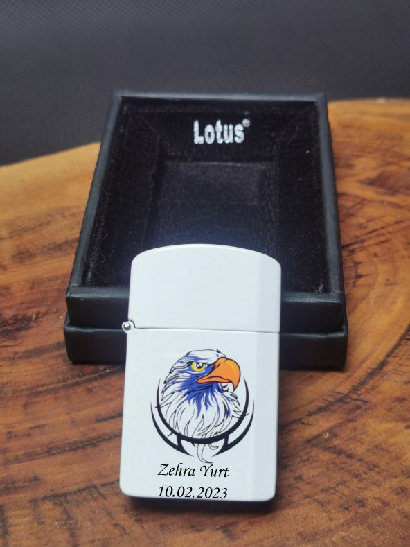 Kişiye Özel Lotus Kartal Desenli Benzinli Çakmak