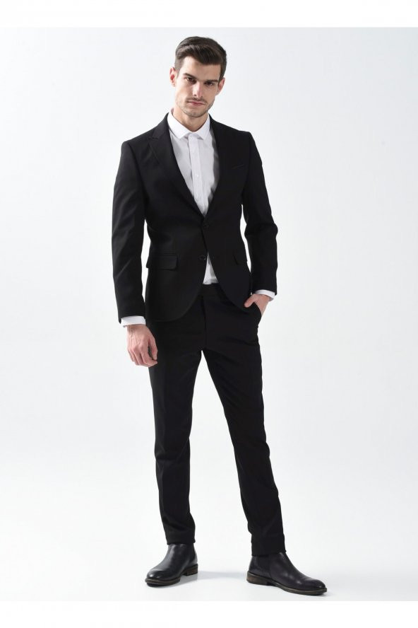 Normal Bel Slim Fit Siyah Erkek Takım Elbise Tk1000600245 - 3