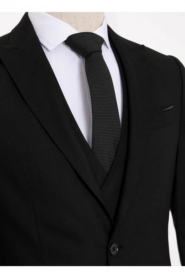 Normal Bel Slim Fit Siyah Erkek Takım Elbise Tk1006900226 - 2