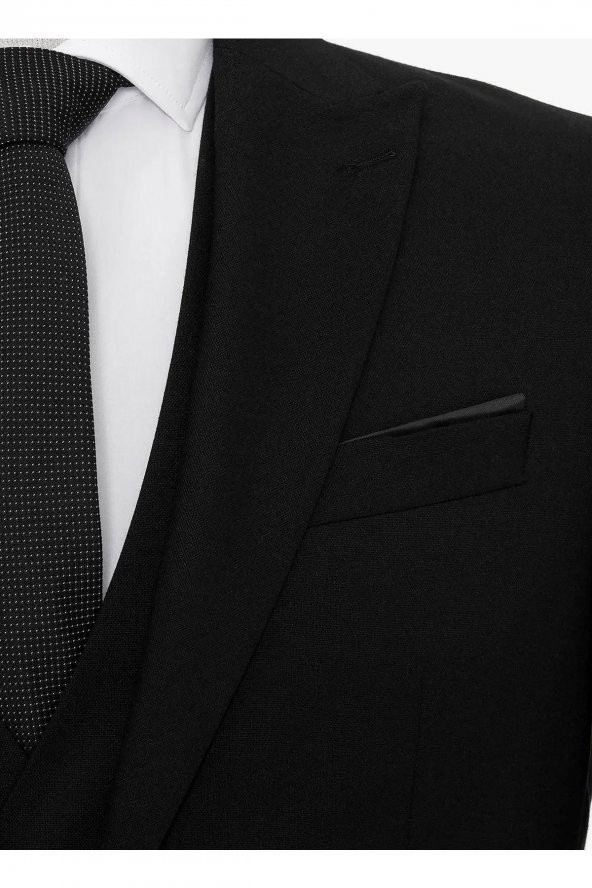 Normal Bel Slim Fit Siyah Erkek Takım Elbise Tk1006900226 - 4