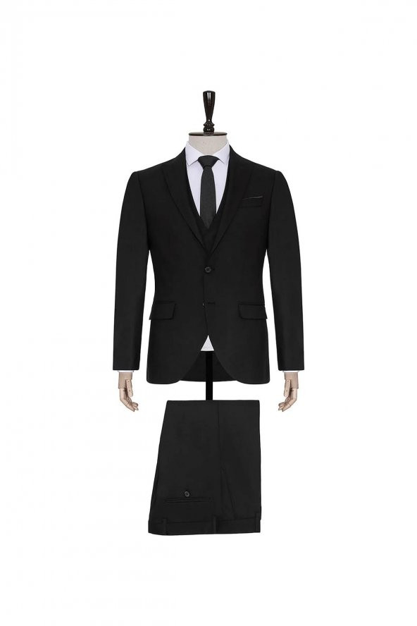 Normal Bel Slim Fit Siyah Erkek Takım Elbise Tk1006900226