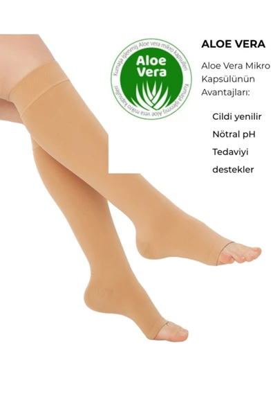 DİZ ALTI VARİS ÇORABI AÇIK BURUN ORTA BASINÇ VARİTEKS 912 - 9