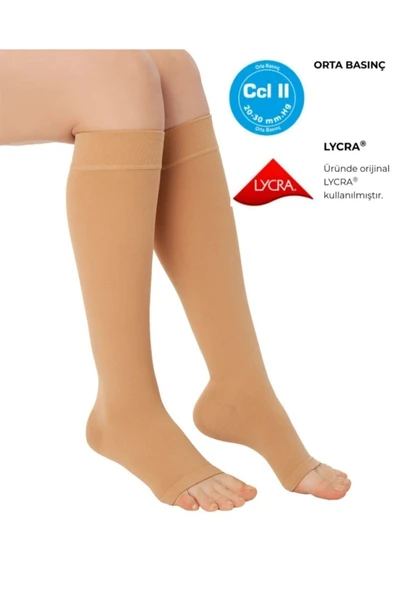 DİZ ALTI VARİS ÇORABI AÇIK BURUN ORTA BASINÇ VARİTEKS 912