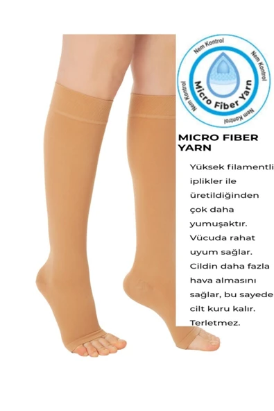 DİZ ALTI VARİS ÇORABI AÇIK BURUN ORTA BASINÇ VARİTEKS 912 - 8