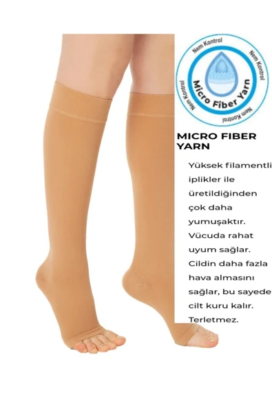 DİZ ALTI VARİS ÇORABI AÇIK BURUN ORTA BASINÇ VARİTEKS 912 - 3