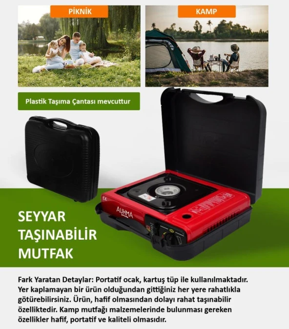 Tekli Portatif Ocak Kamp Ocağı + Kamp Gazı 227g 1 Adet - 3