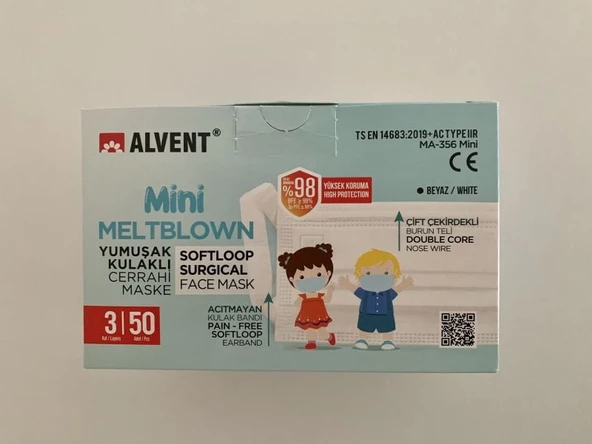 Alvent Maske Cocuk  3Kat 50Lı