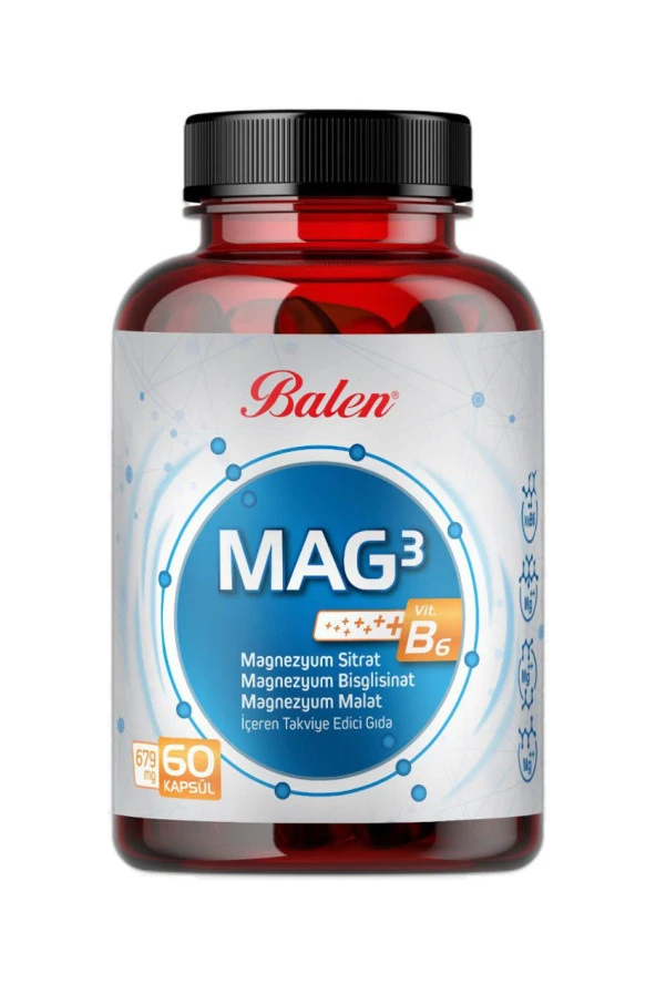 Balen Mag 3 Magnezyum Sitrat & Bisglisinat & Malat 679 Mg 60 Kapsül