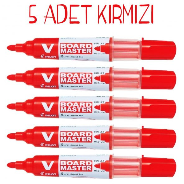 Pilot V-Board Master Yuvarlak Uç Yazı Tahtası Kalemi 5 Li Kırmızı
