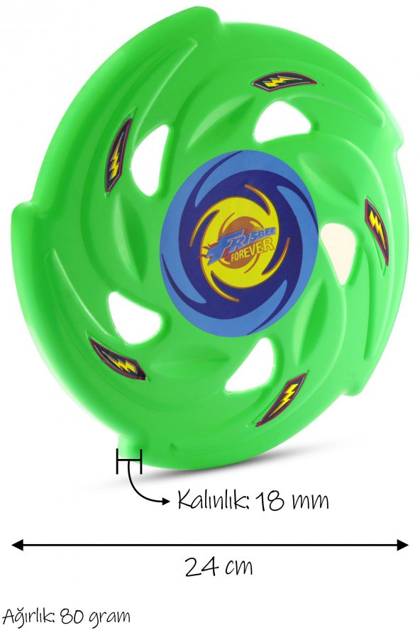 Frisbee Frizbi Fırlatma Diski Disk Atma Oyunu Çocuk Yetişkin Plaj Bahçe Oyuncak 24 cm Yeşil - 3