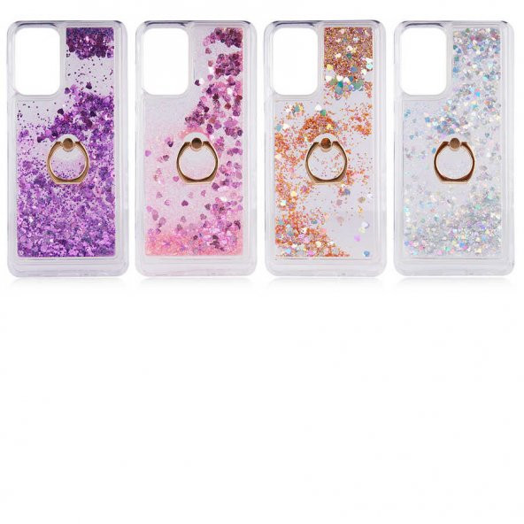 Galaxy A72 Kılıf Zore Milce Simli Pullu Yüzüklü Kılıf - Resim 6