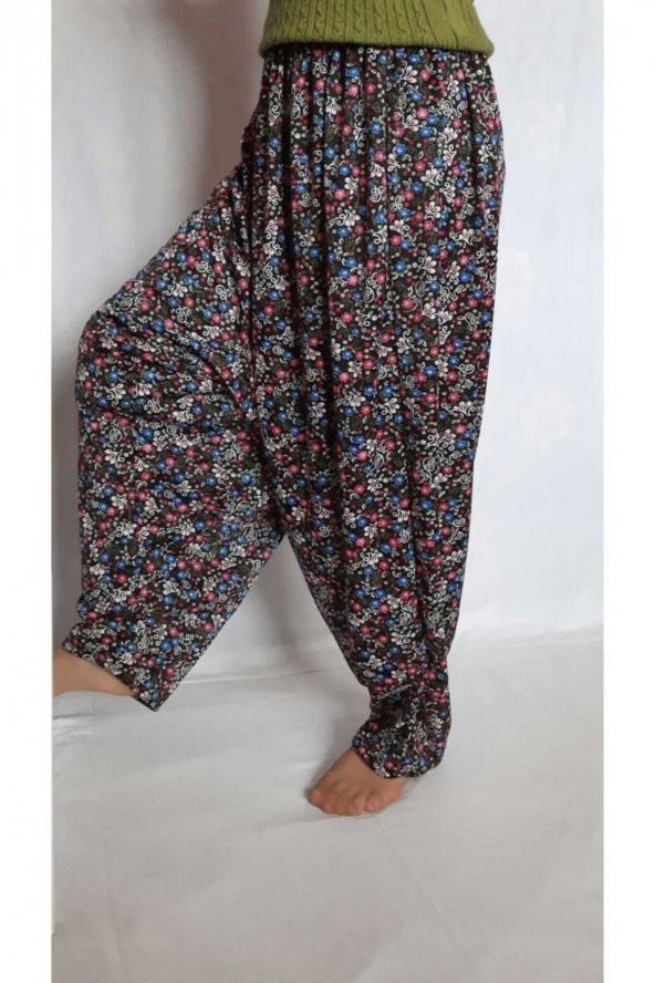 Çiçekli Yöresel Jarse Yukarıdan Ağlı Şalvar - 3
