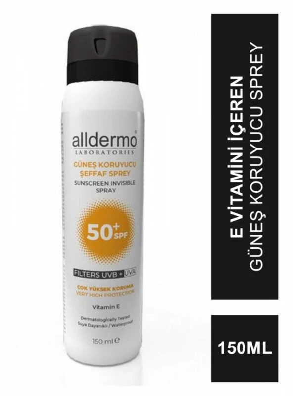 ALLDERMO SPF 50 İNVİSİBLE GÜNEŞ KORUYUCU ŞEFFAF SPREY 150 ML