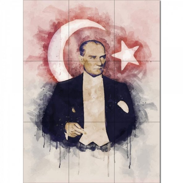 Atatürk Serisi 40,50x54 Cm 9 Parça Atatürk Ahşap Tablo Seti