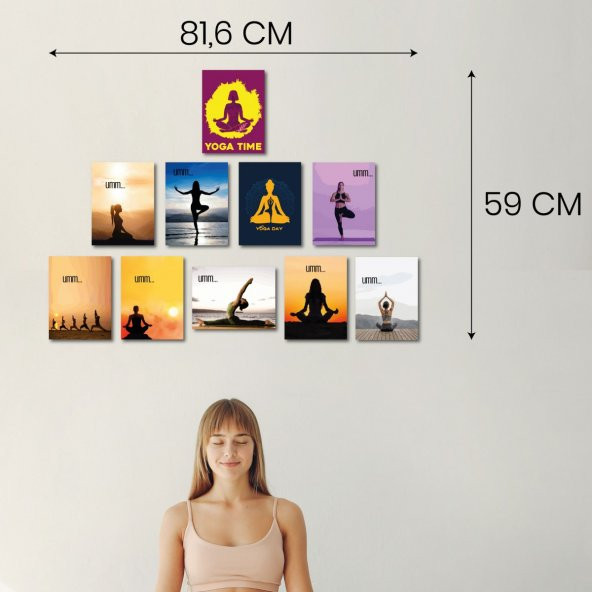 Yoga Serisi 81,6 x 59 Cm 10lu Ahşap Tablo Seti, Yoga Tablo
