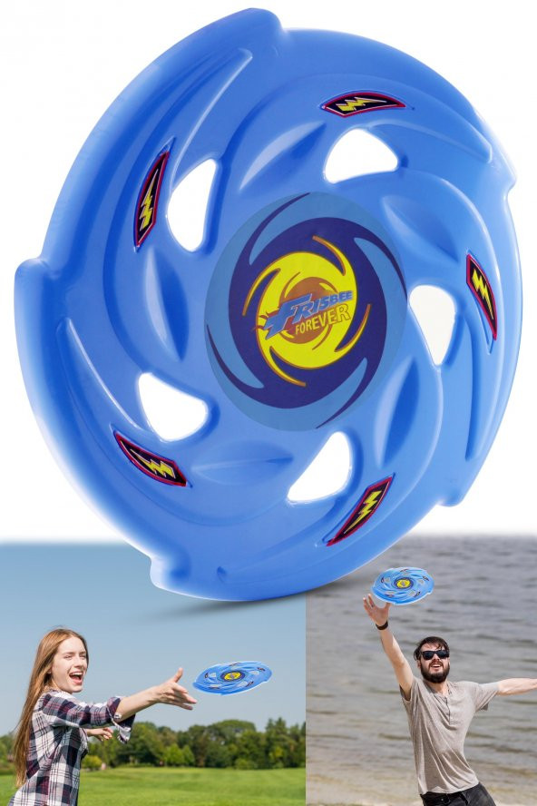 Frisbee Frizbi Fırlatma Diski Disk Atma Oyunu Çocuk Yetişkin Plaj Bahçe Oyuncak 24 cm Mavi
