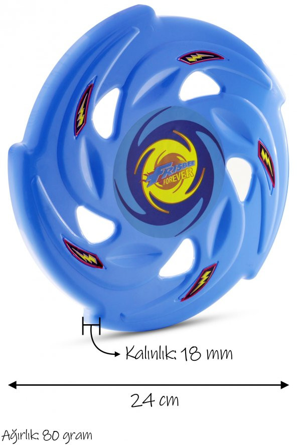 Frisbee Frizbi Fırlatma Diski Disk Atma Oyunu Çocuk Yetişkin Plaj Bahçe Oyuncak 24 cm Mavi - 3