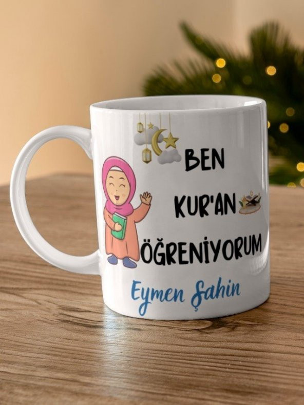 Ben Kuran Öğreniyorum Yazılı Özel Tasarım Kişiye Özel Baskılı Kupa Bardak-Kız Çocuğu - Resim 2