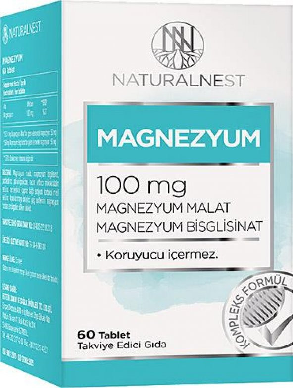 Naturalnest Magnezyum 100 mg 60 Tablet