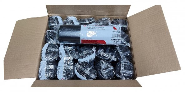 GNR Endüstriyel Jumbo Çöp Torbası Poşeti - 2 Kat - Siyah - 400 Gr. - 80x110 Cm. -10x20 Rulo / Koli - 2