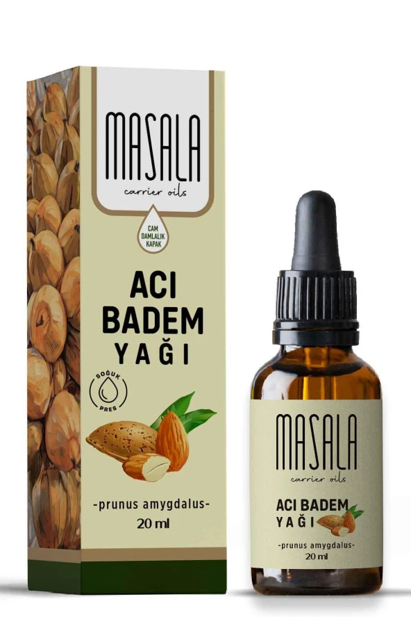 Masala Acı Badem Yağı 20 ml. Soğuk Pres (Bitter Almond Carrier Oil)