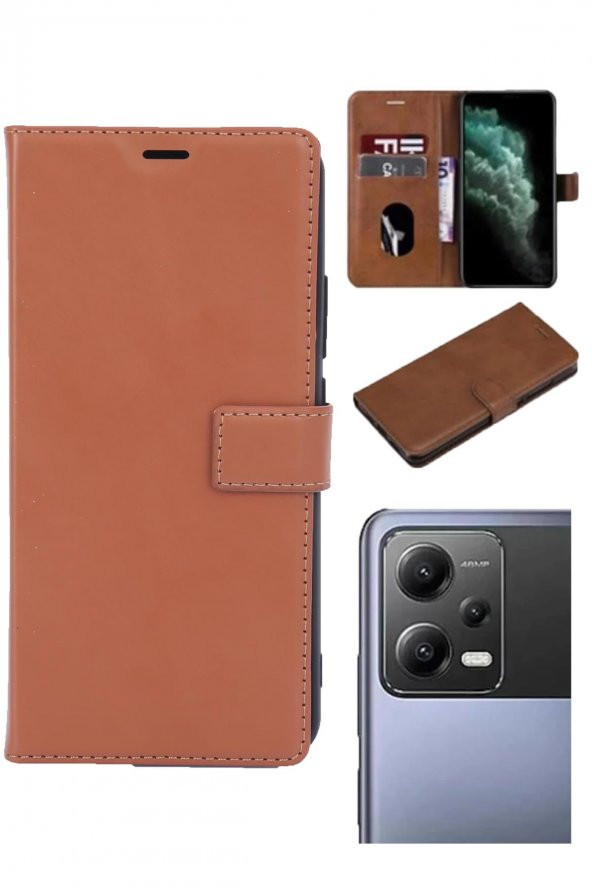Xiaomi Poco X5 Uyumlu Kamera Korumalı Cüzdanlı ve Kapaklı Kılıf - 2