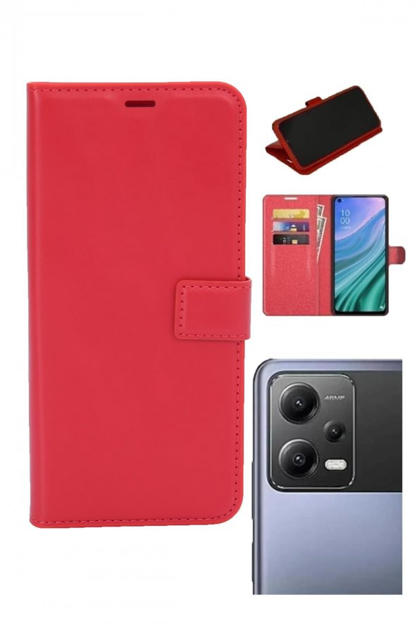 Xiaomi Poco X5 Uyumlu Kamera Korumalı Cüzdanlı ve Kapaklı Kılıf - 3